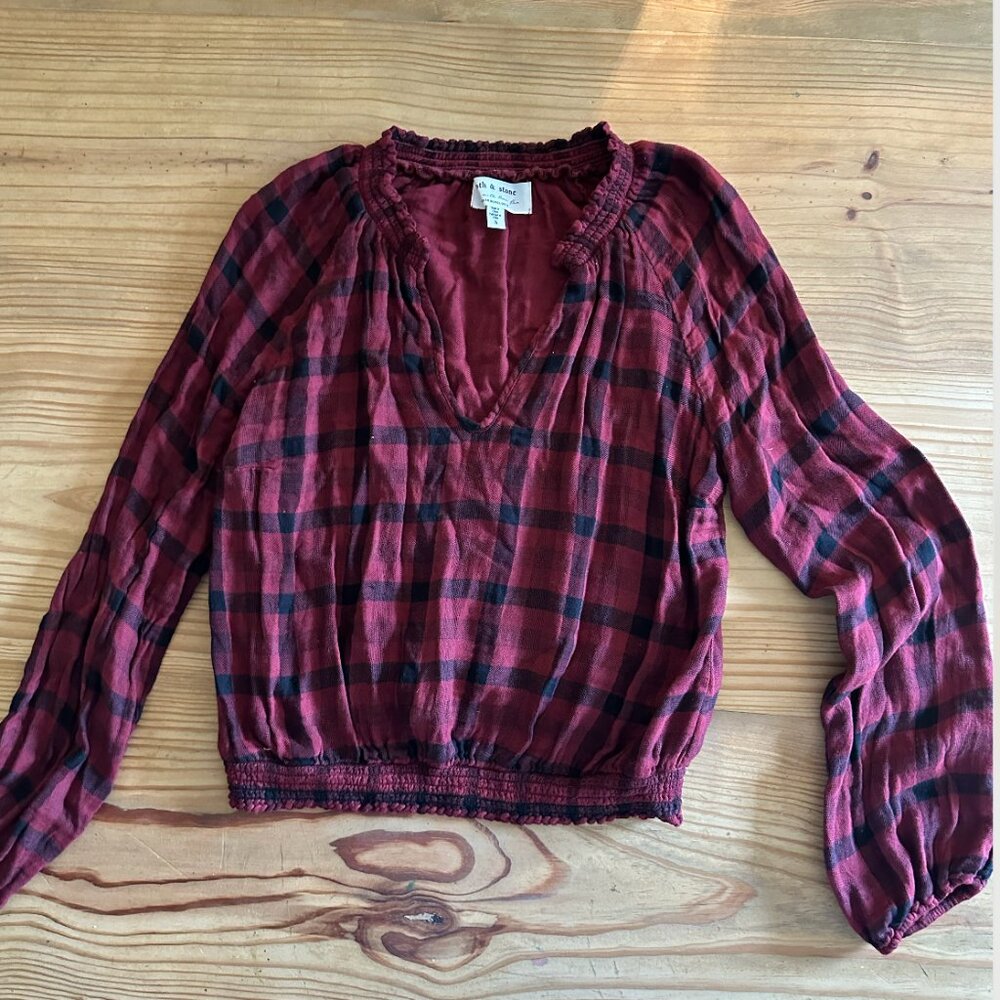 Cloth & Stone for Anthro Cropped Flannel Top - Size Small